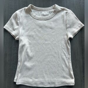 Old Navy Women's Cream/Bone Short Sleeve Snug Tee